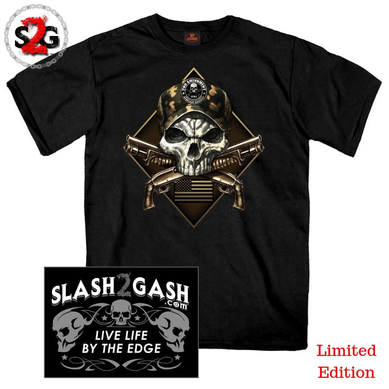 Camo Skull 2nd Amendment Shotguns T-Shirt slash2gash S2G Mens Short Sleeve - Tophatter Daily Deals