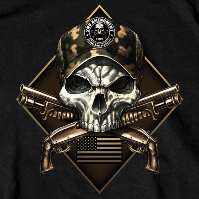 Camo Skull 2nd Amendment Shotguns T-Shirt slash2gash S2G Mens Short Sleeve - Tophatter Daily Deals