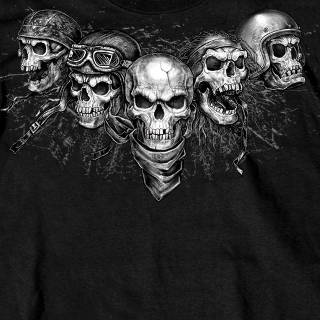 Hot Leathers Five Skull Men's Biker T-Shirt Custom slash2gash Mens Short Sleeve - Tophatter Daily Deals