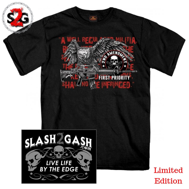 Hot Leathers Militia Eagle 2nd Amendment Men's T-Shirt Slash2Gash S2G Mens Short Sleeve - Tophatter Daily Deals