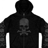 Hot Leathers Skull and Crossbones Zip-Up Hooded Sweat Shirt Hoodie Hoodies & Sweatshirts - Tophatter Daily Deals