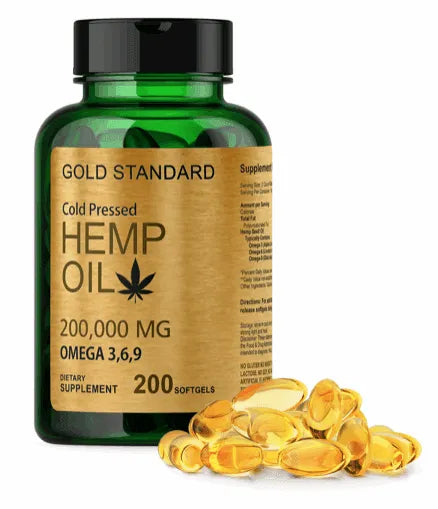 Organic Hemp Seed Oil Capsules 2000mg - Cold Pressed Omega 3-6-9 Supplement Vitamins & Supplements - Tophatter Daily Deals