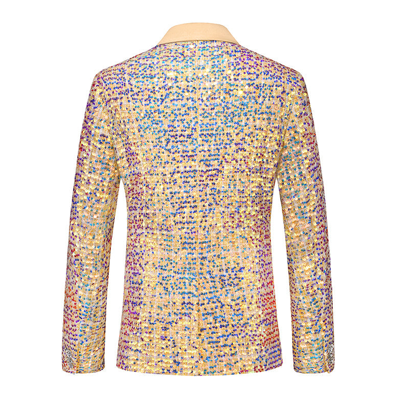 Gold Trend Singer Sequin Suit and Pants Blazer Jacket Men Blazer - Tophatter Daily Deals