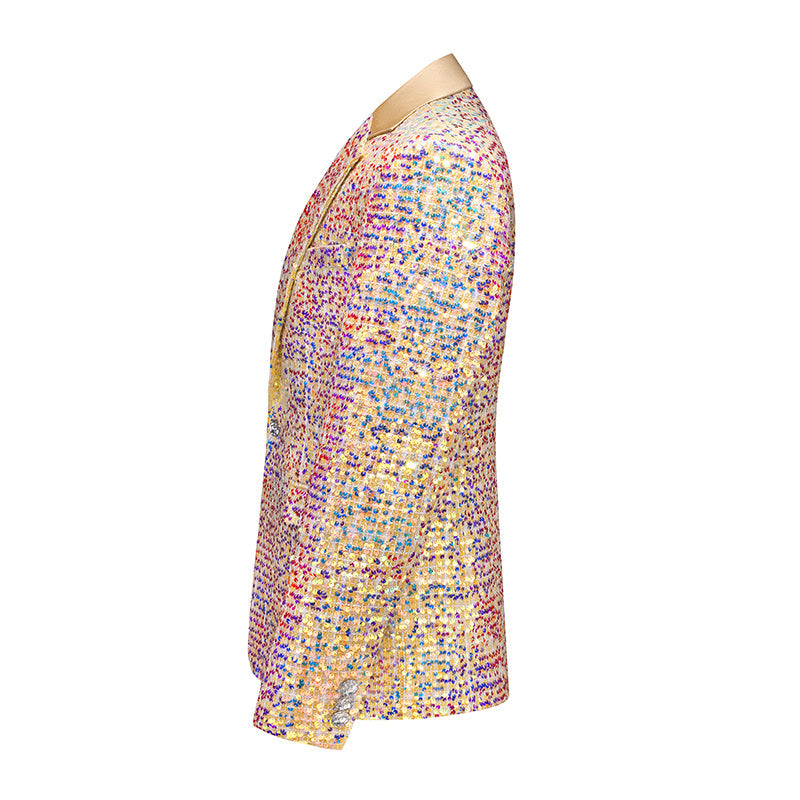 Gold Trend Singer Sequin Suit and Pants Blazer Jacket Men Blazer - Tophatter Daily Deals