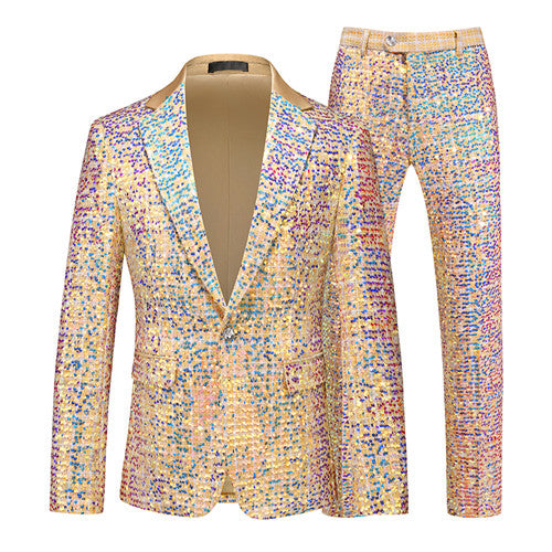 Gold Trend Singer Sequin Suit and Pants Blazer Jacket Golden Men Blazer - Tophatter Daily Deals