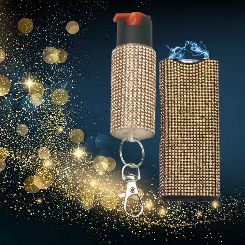 Rhinestone Mini Stun Gun and Pepper Spray Keychain Kit Package Deals - Tophatter Daily Deals