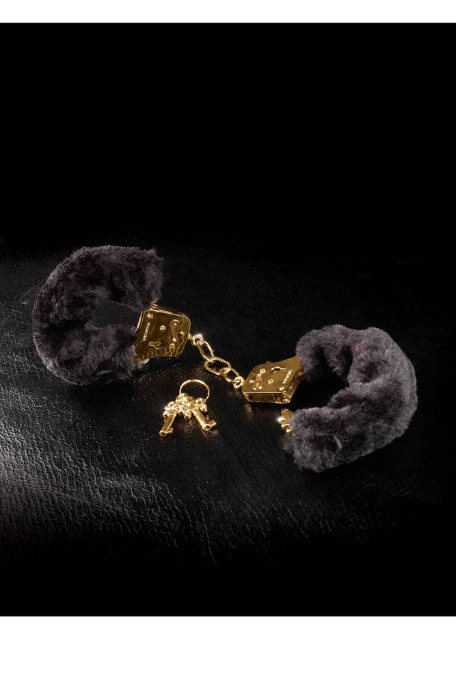 Pipedream - Fetish Fantasy Gold - Deluxe Furry Cuffs - Black/Gold BDSM - Tophatter Daily Deals