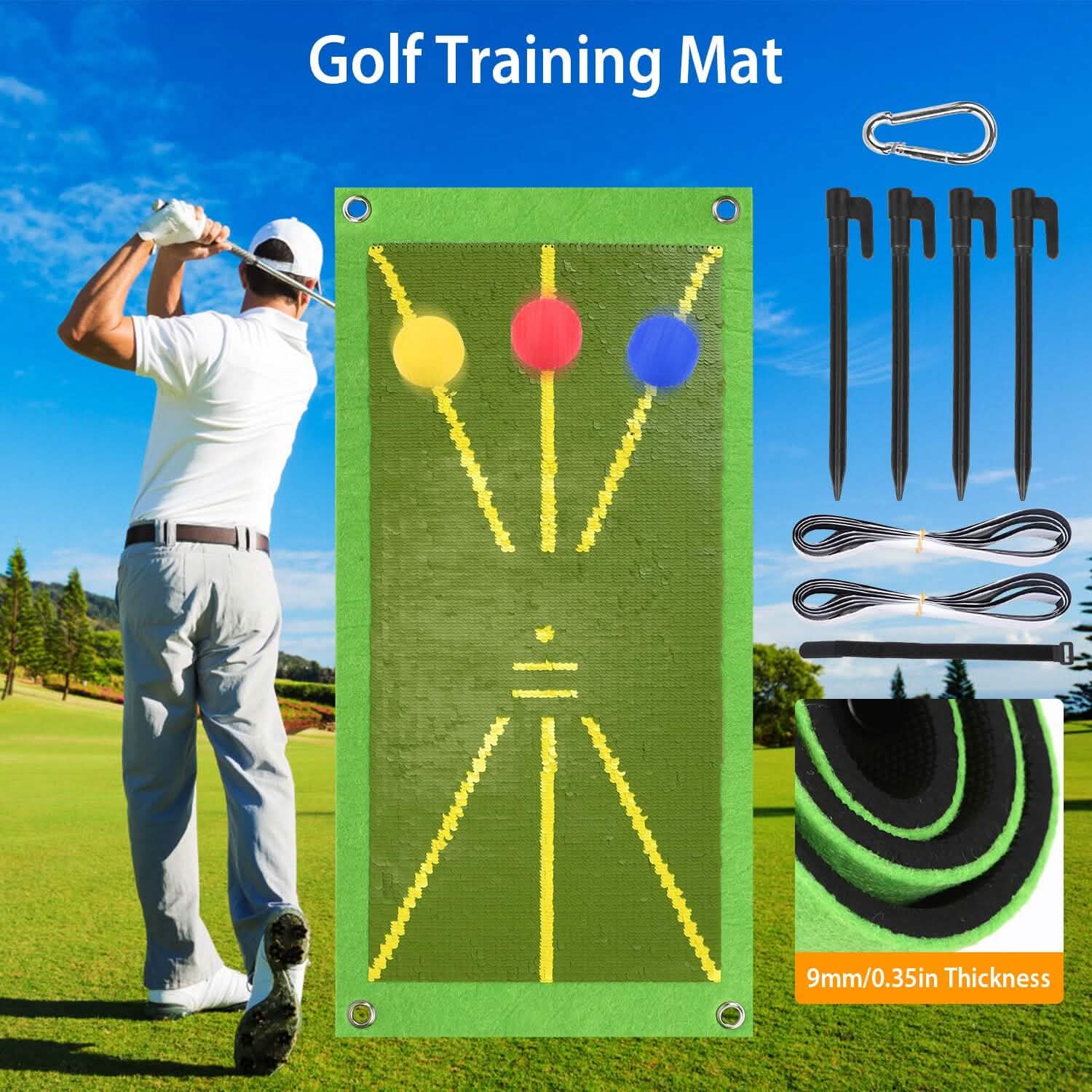 Golf Training Mat for Swing Detection Batting Path Feedback Outdoor Recreation - Tophatter Daily Deals