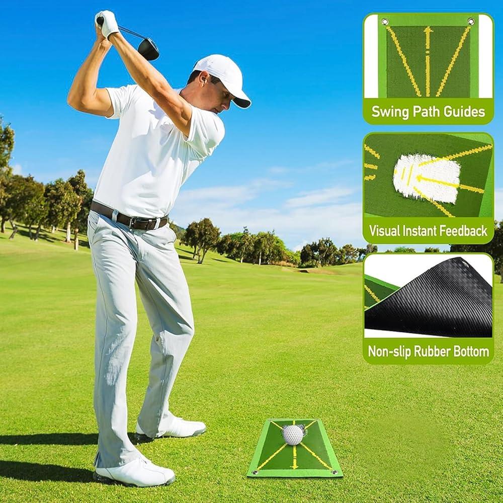 Golf Practise Mat - Golf Hitting Strike Mat Training Aid Impact Divot Board Swing Practice Golf - Tophatter Daily Deals