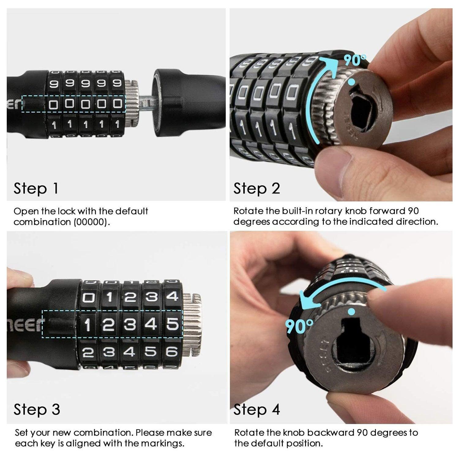 Best Bike Lock UK - Heavy Duty High Security 90cm 5-Digit Combination Chain Lock Cycling - Tophatter Daily Deals