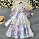 Women V-Neck Gorgeous Flower Long Party Wrap Dress Maxi Dresses - Tophatter Daily Deals