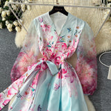 Women V-Neck Gorgeous Flower Long Party Wrap Dress Maxi Dresses - Tophatter Daily Deals