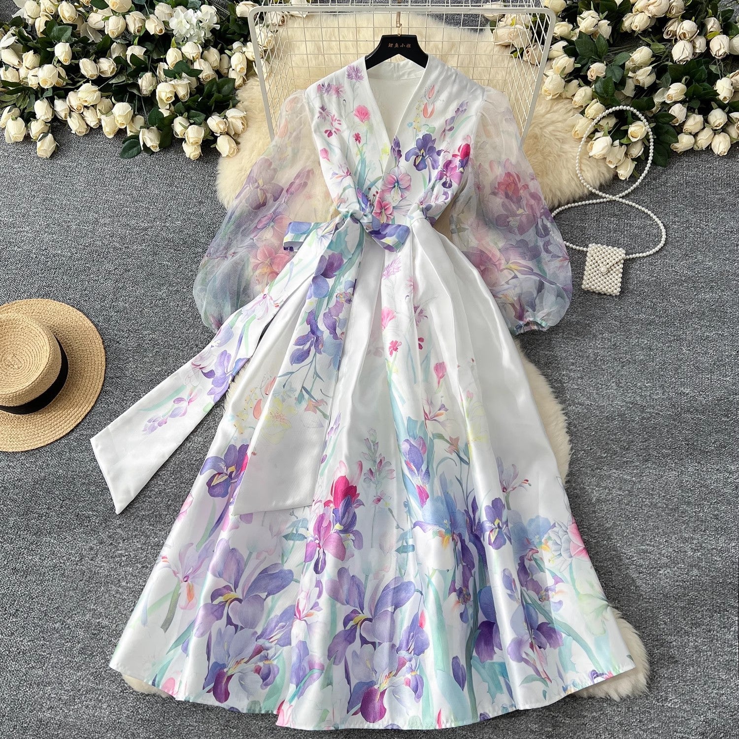 Women V-Neck Gorgeous Flower Long Party Wrap Dress Purple Maxi Dresses - Tophatter Daily Deals