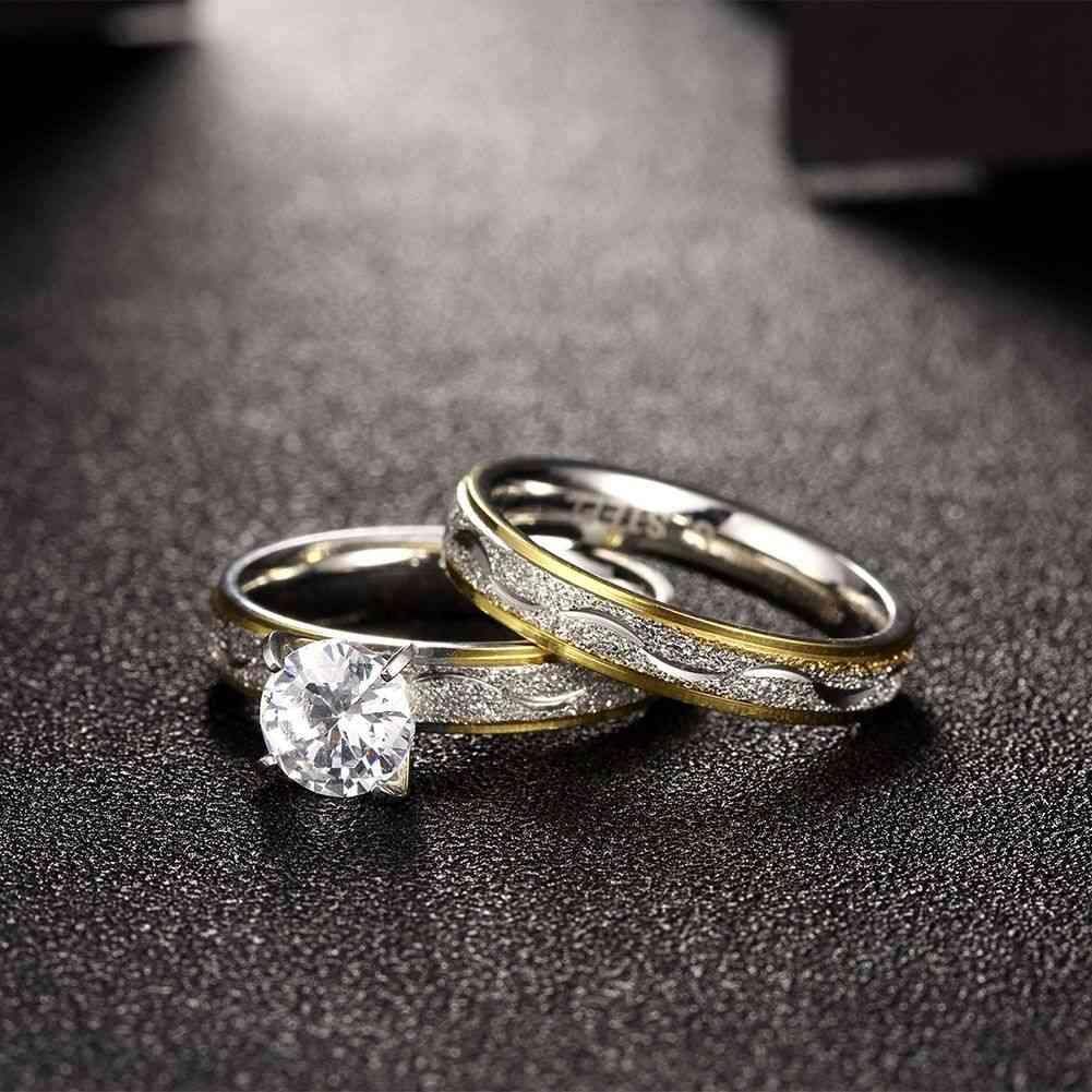 Rock n Rose™ (2pcs) Gold Plated Couple Rings Rings - Tophatter Daily Deals