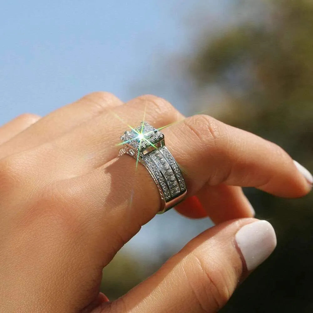 Gorgeous Women Silver Plated Wedding Ring Rings - Tophatter Daily Deals