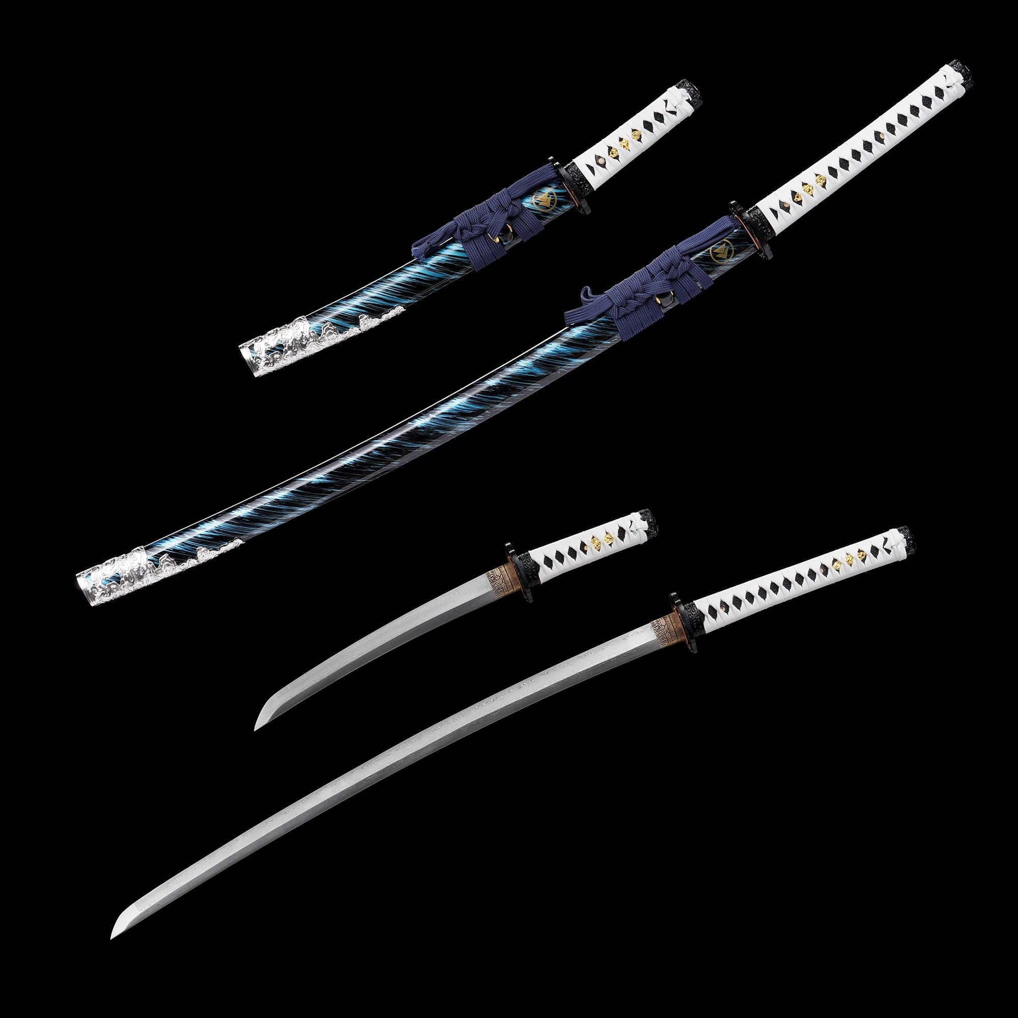 Damascus Steel Tsushima Ghost Lord Jin Sakai Katana Wakizashi 2 in 1 Pack 2 in 1 Pack - Tophatter Daily Deals