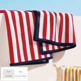 Oversized Striped Border Cabana Beach Towel - Santa Cruz Bath - Tophatter Daily Deals