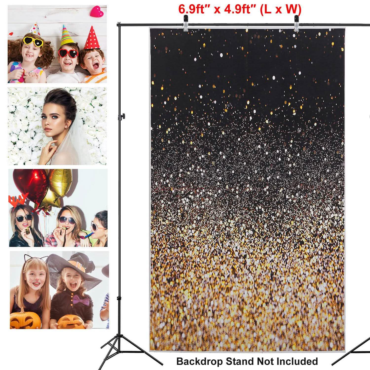 Gradual Glitter Black Gold Bokeh Spots Photography Background Everything Else - Tophatter Daily Deals