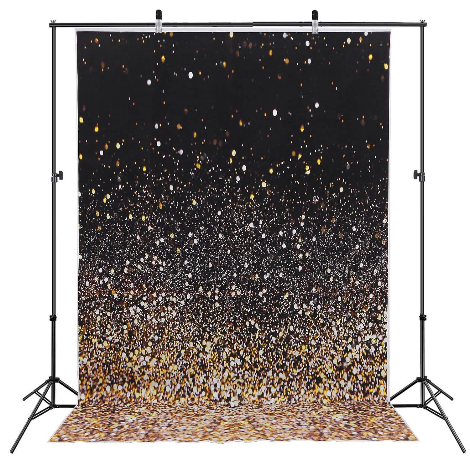 Gradual Glitter Black Gold Bokeh Spots Photography Background Everything Else - Tophatter Daily Deals