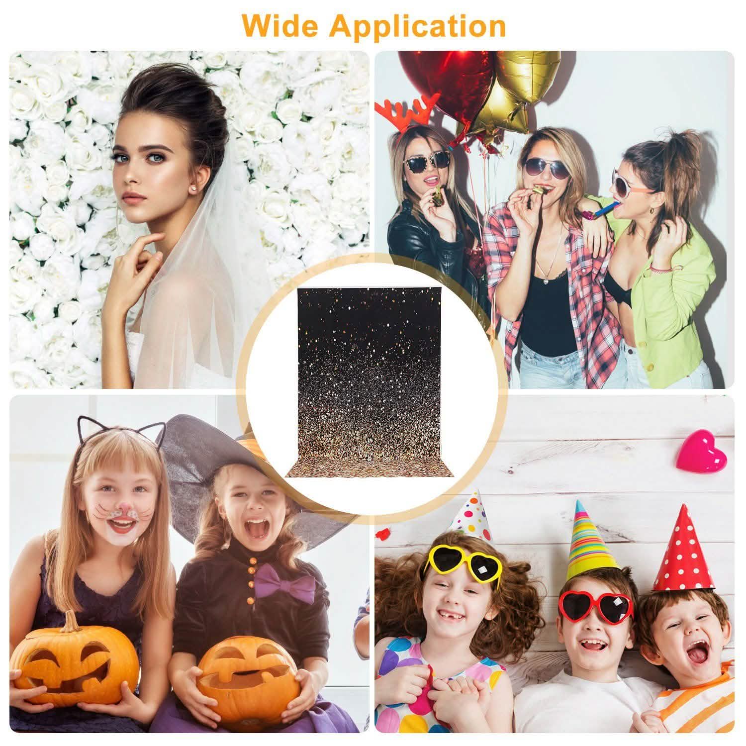 Gradual Glitter Black Gold Bokeh Spots Photography Background Everything Else - Tophatter Daily Deals