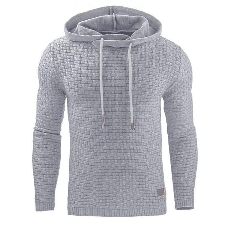 Warm Cozy Men’s Hooded Pullover - Textured Knit, Casual Gray - Tophatter Daily Deals