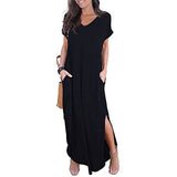 Women's Casual Loose Pocket Split Maxi Dress Black Women's Dresses - Tophatter Daily Deals