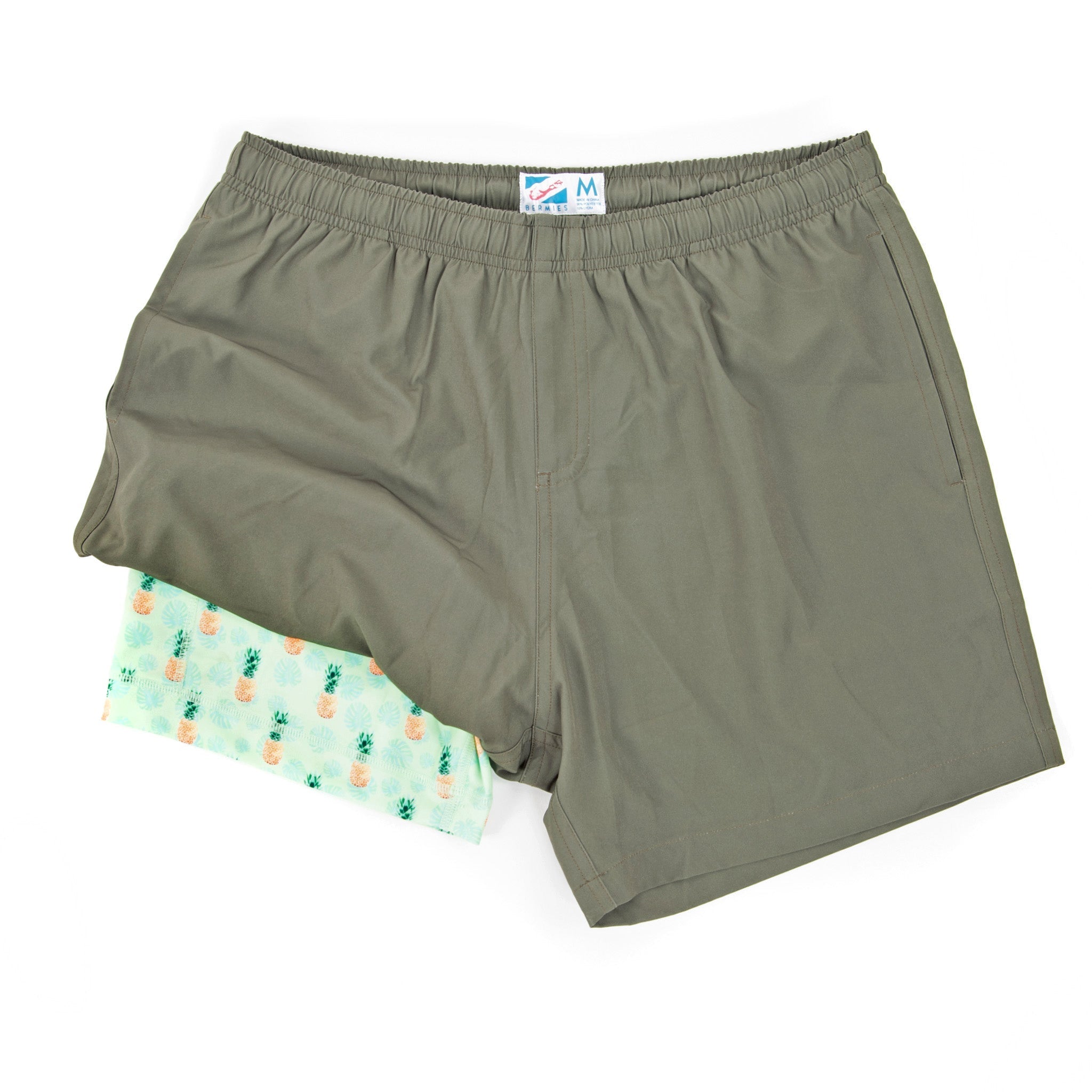 Bermies Green Pineapples Swim Trunks Green Swimwear - Tophatter Daily Deals