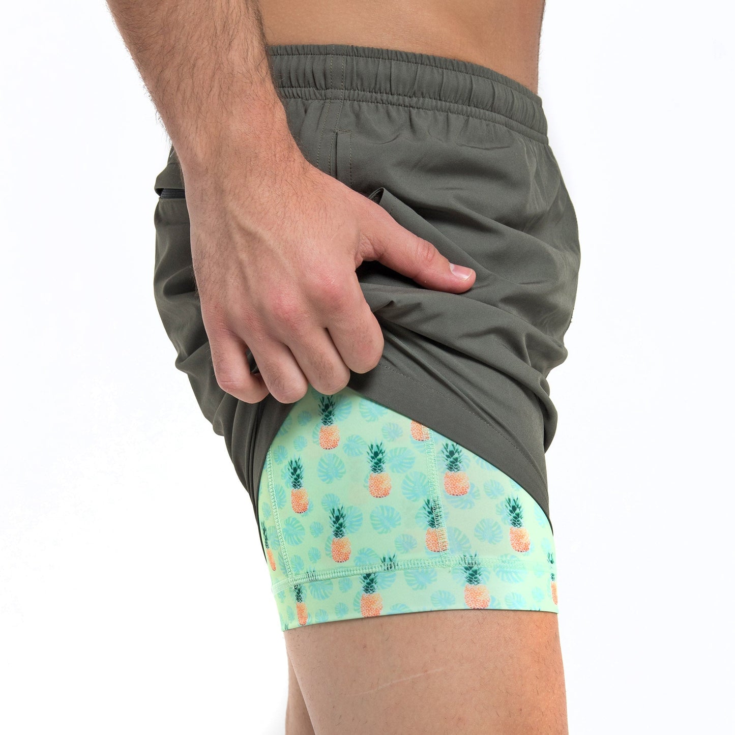 Bermies Green Pineapples Swim Trunks Swimwear - Tophatter Daily Deals