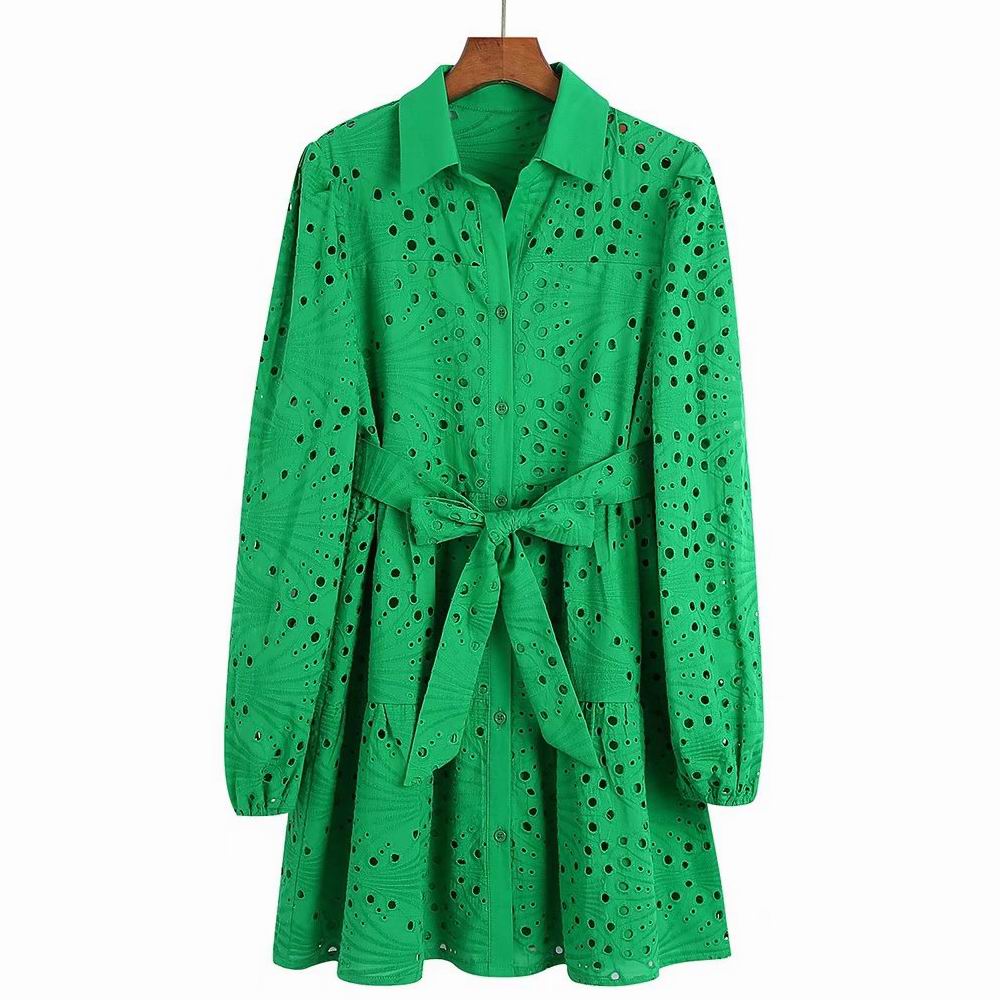 Green Lace Blouse Top With Lining Hollow Blouses - Tophatter Daily Deals