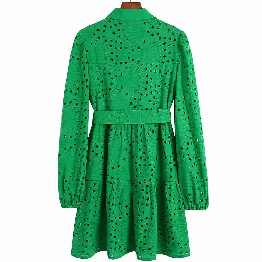 Green Lace Blouse Top With Lining Hollow Blouses - Tophatter Daily Deals