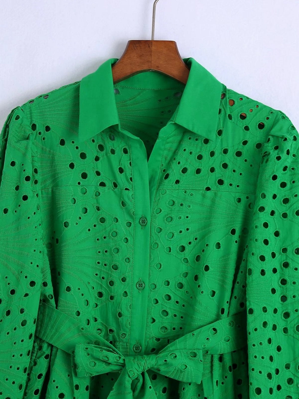 Green Lace Blouse Top With Lining Hollow Blouses - Tophatter Daily Deals