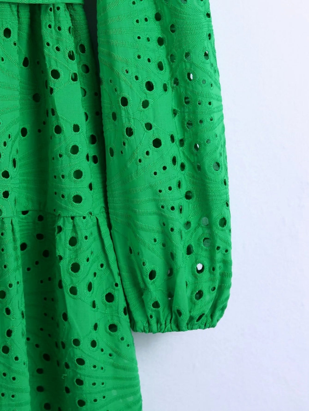 Green Lace Blouse Top With Lining Hollow Blouses - Tophatter Daily Deals