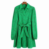 Green Lace Blouse Top With Lining Hollow Blouses - Tophatter Daily Deals