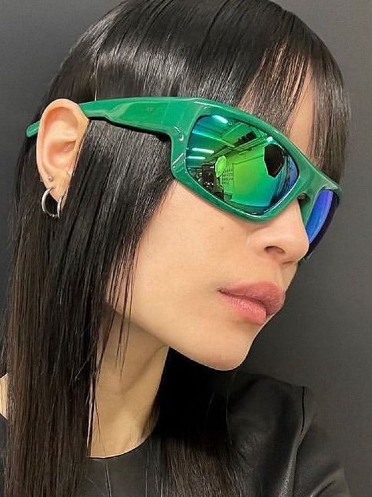 Green Sport Sunglasses Men Women Retro Punk Sunglasses - Tophatter Daily Deals