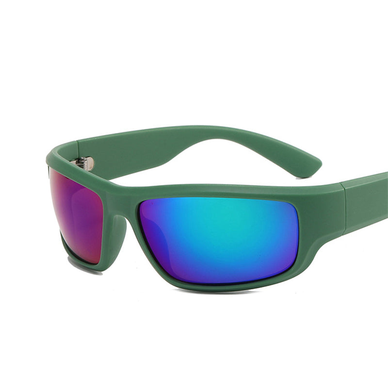 Green Sport Sunglasses Men Women Retro Punk Green Green Silver Sunglasses - Tophatter Daily Deals