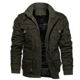 Warm Windproof Men's Jacket – Structured, Cotton, for Winter Military Green - Tophatter Daily Deals