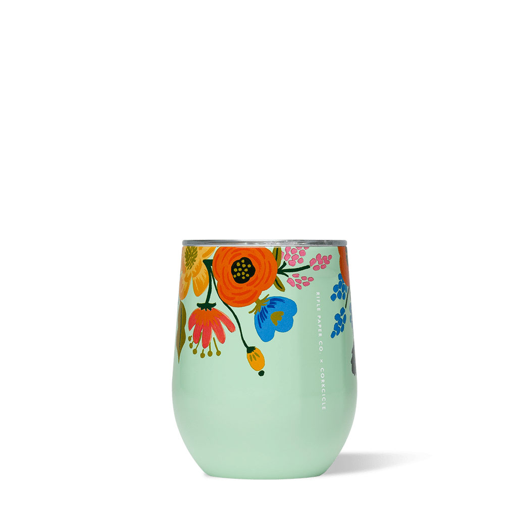 Rifle Paper Co. Stemless by CORKCICLE. Mint Lively Floral 12oz Stemless - Tophatter Daily Deals