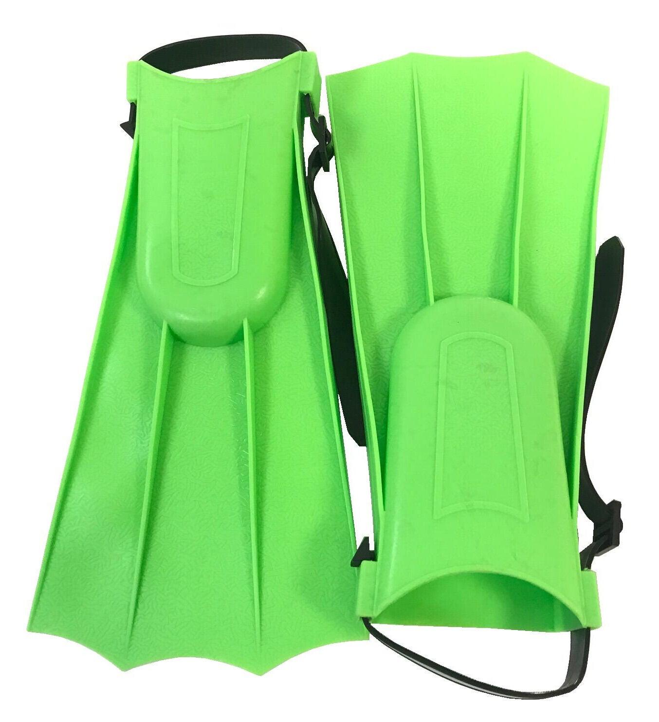 Short Fins for Swimming - Adjustable Buckles Open Heel Swim Flippers, Swimming Shoes Fins Freestyle Silicone Short Fins Swimming Training Green Swimming - Tophatter Daily Deals
