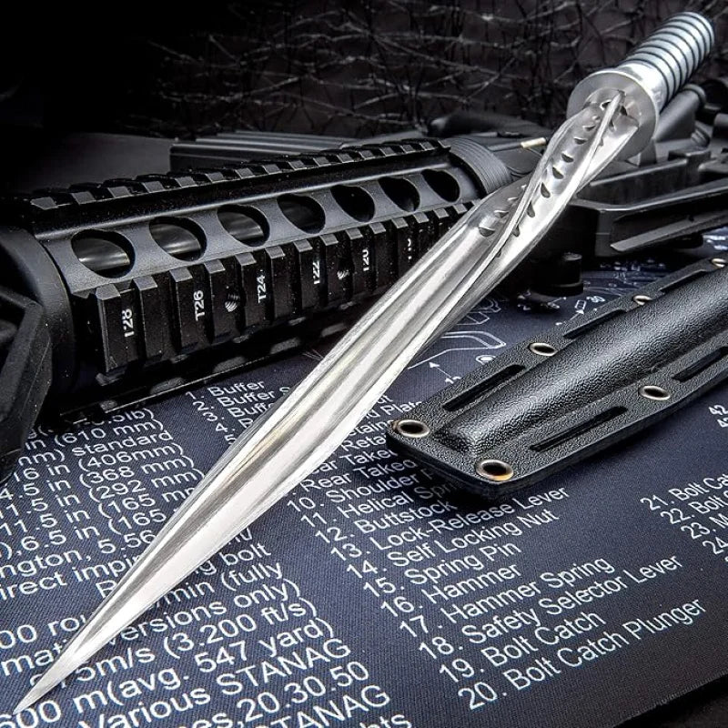 Grey Titanium Spiral Dagger with Sheath-GS90 - Tophatter Daily Deals