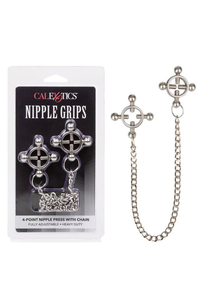 Cal Exotics - Nipple Grips - 4-Point Nipple Press With Chain BDSM - Tophatter Daily Deals