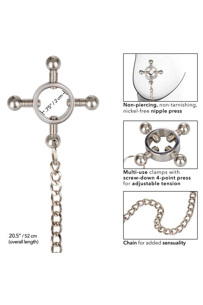 Cal Exotics - Nipple Grips - 4-Point Nipple Press With Chain BDSM - Tophatter Daily Deals