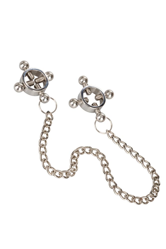 Cal Exotics - Nipple Grips - 4-Point Nipple Press With Chain BDSM - Tophatter Daily Deals