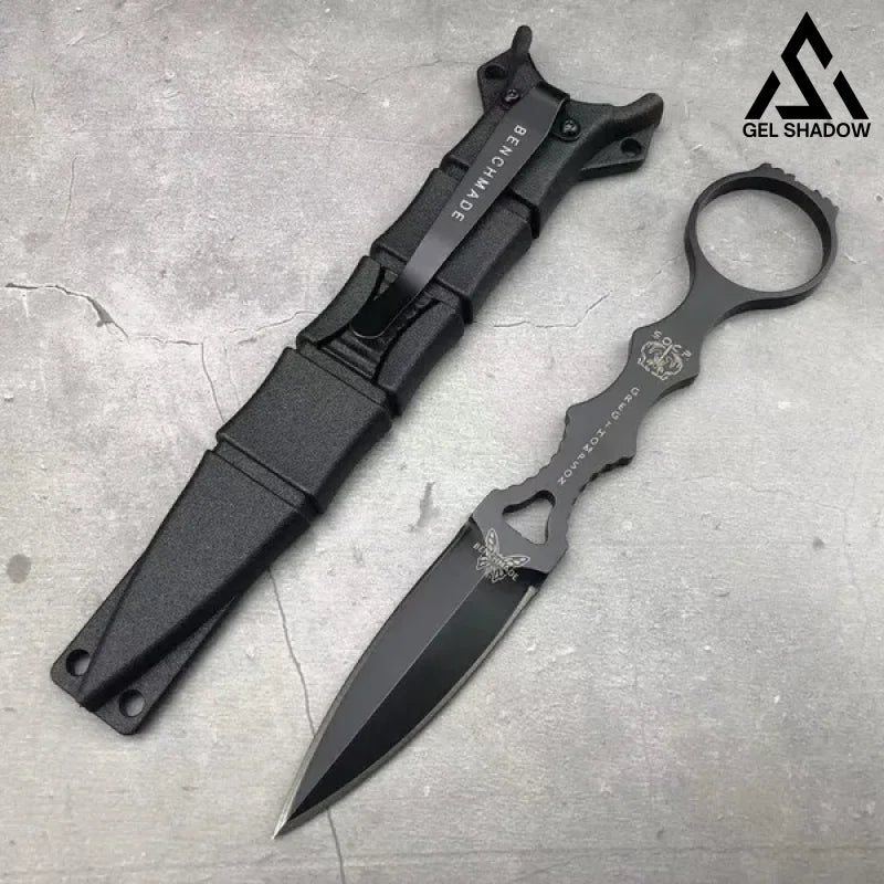 GS102 Fixed Blade Tactical Knife COMBO SOCP Dagger 3.22" Blade，K sheath Black Knife - Tophatter Daily Deals