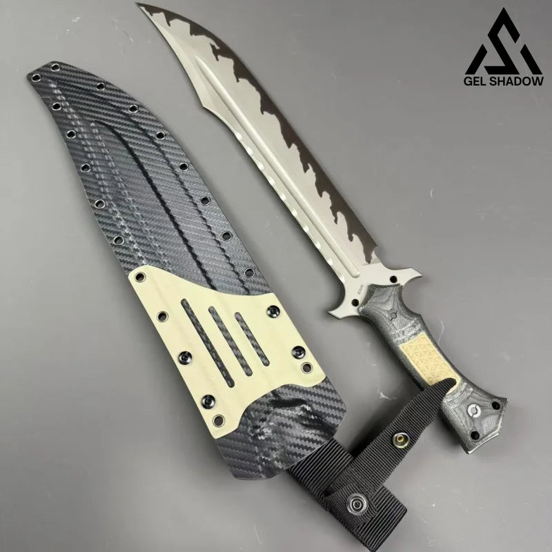 GS163 Black Thunder Carbon Fiber K Sheath Outdoor Knife Black Tempest Pocket Knives - Tophatter Daily Deals