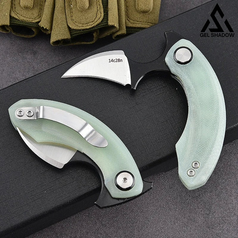GS184 EDC Carry a folding knife karambit defense Jade Pocket Knives - Tophatter Daily Deals