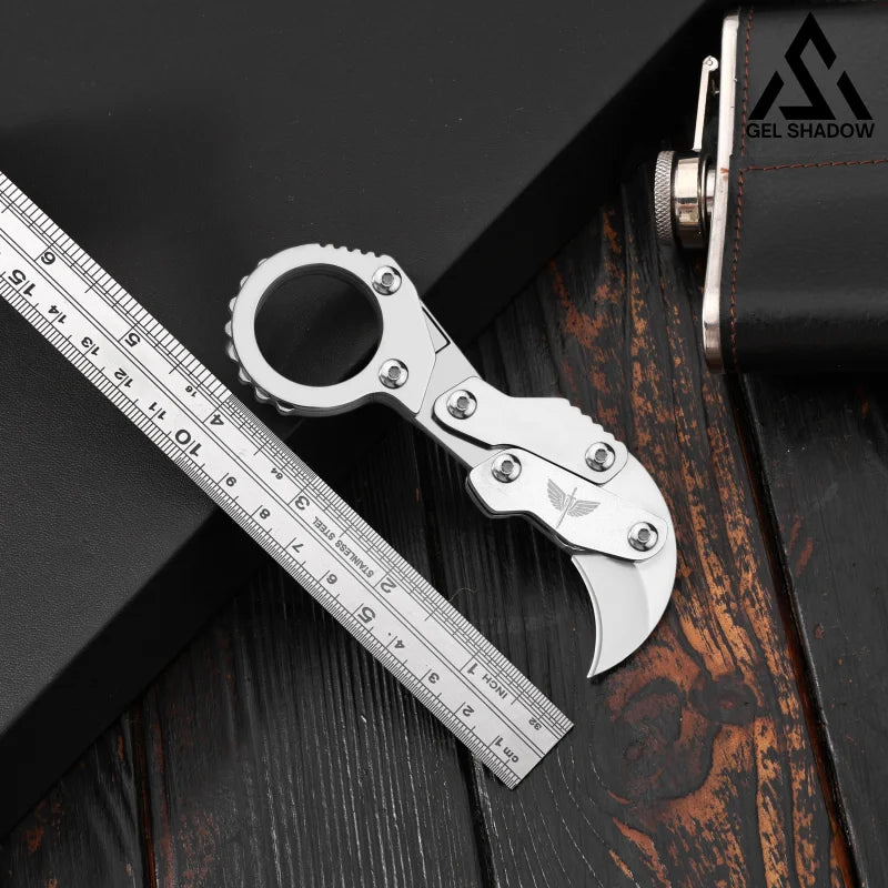 GS185 Eagle Beak Full Steel Folding Knife Gadget Ring Knife Pocket Knives - Tophatter Daily Deals