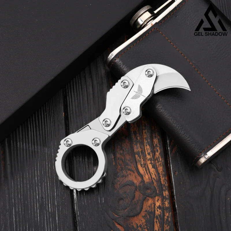 GS185 Eagle Beak Full Steel Folding Knife Gadget Ring Knife white Pocket Knives - Tophatter Daily Deals