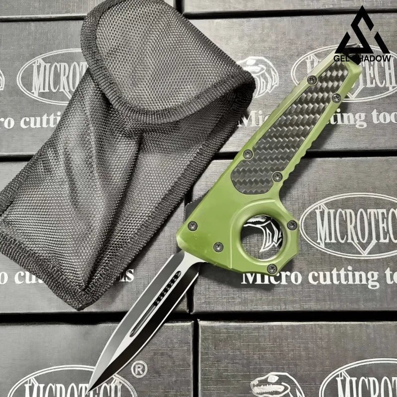 GS192 Micro-tech OTF Knuckle Fix Auto Knife Green Pocket Knives - Tophatter Daily Deals