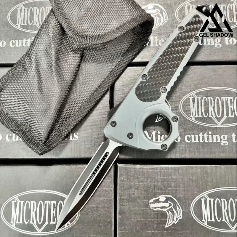 GS192 Micro-tech OTF Knuckle Fix Auto Knife Light blue Pocket Knives - Tophatter Daily Deals