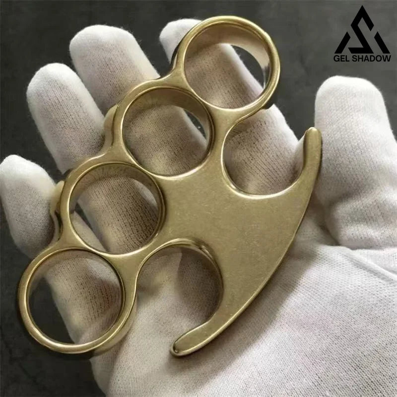 GS193 Old Style Classic Stonewashed Brass Knuckle Duster Pocket Knives - Tophatter Daily Deals